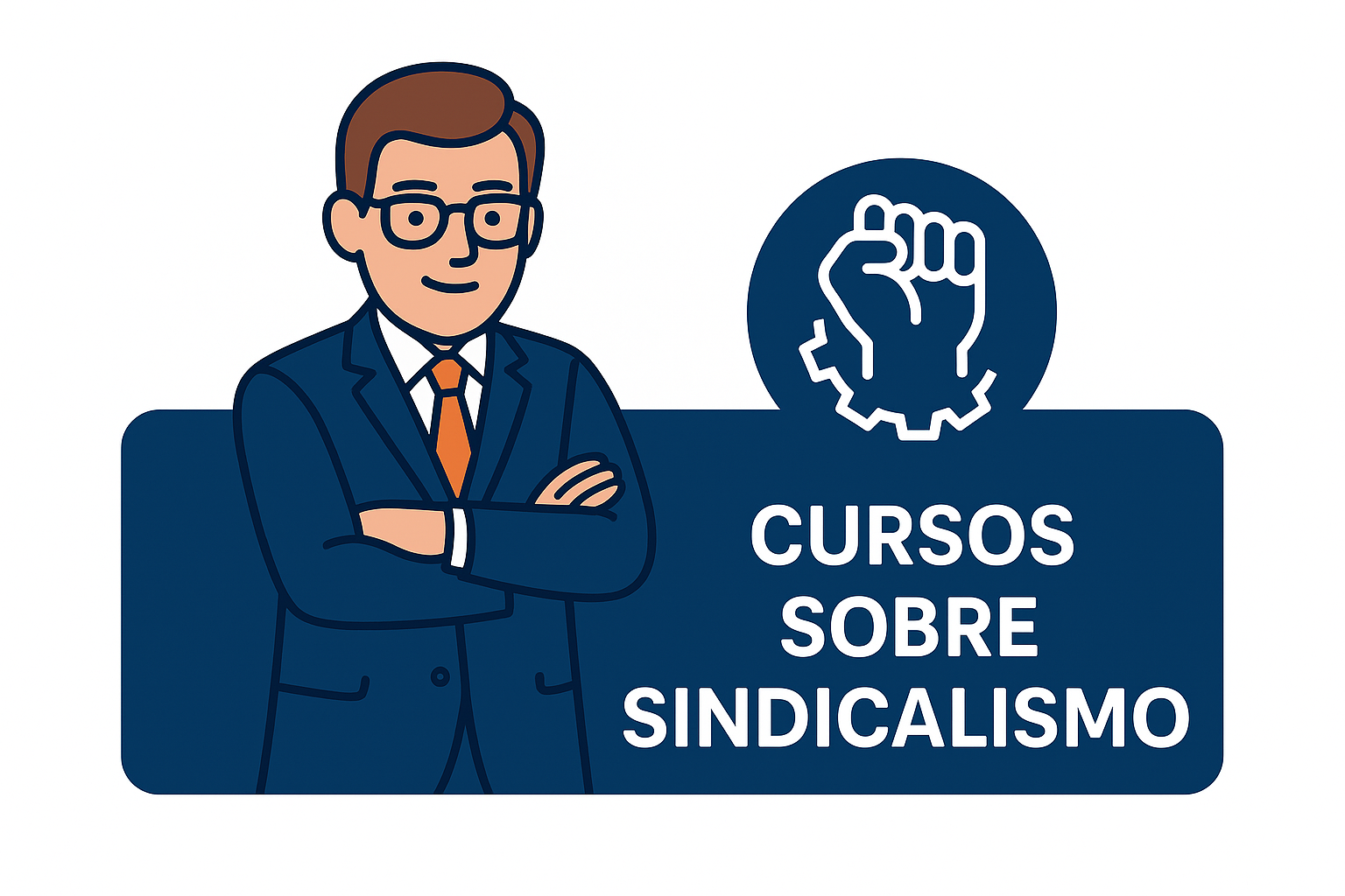 Persona indicando curso sobre sindicalismo